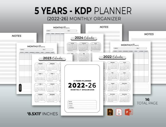 A Versatile 2022-2026 Five-Year Yearly Planner for Your Goals